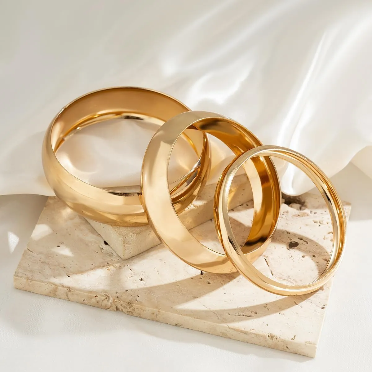 Trendy Wide Chunky Cuff Bangles Bracelet Chunky Gold Bangle Bracelets Gold Stackable Bracelets Jewelry for Women