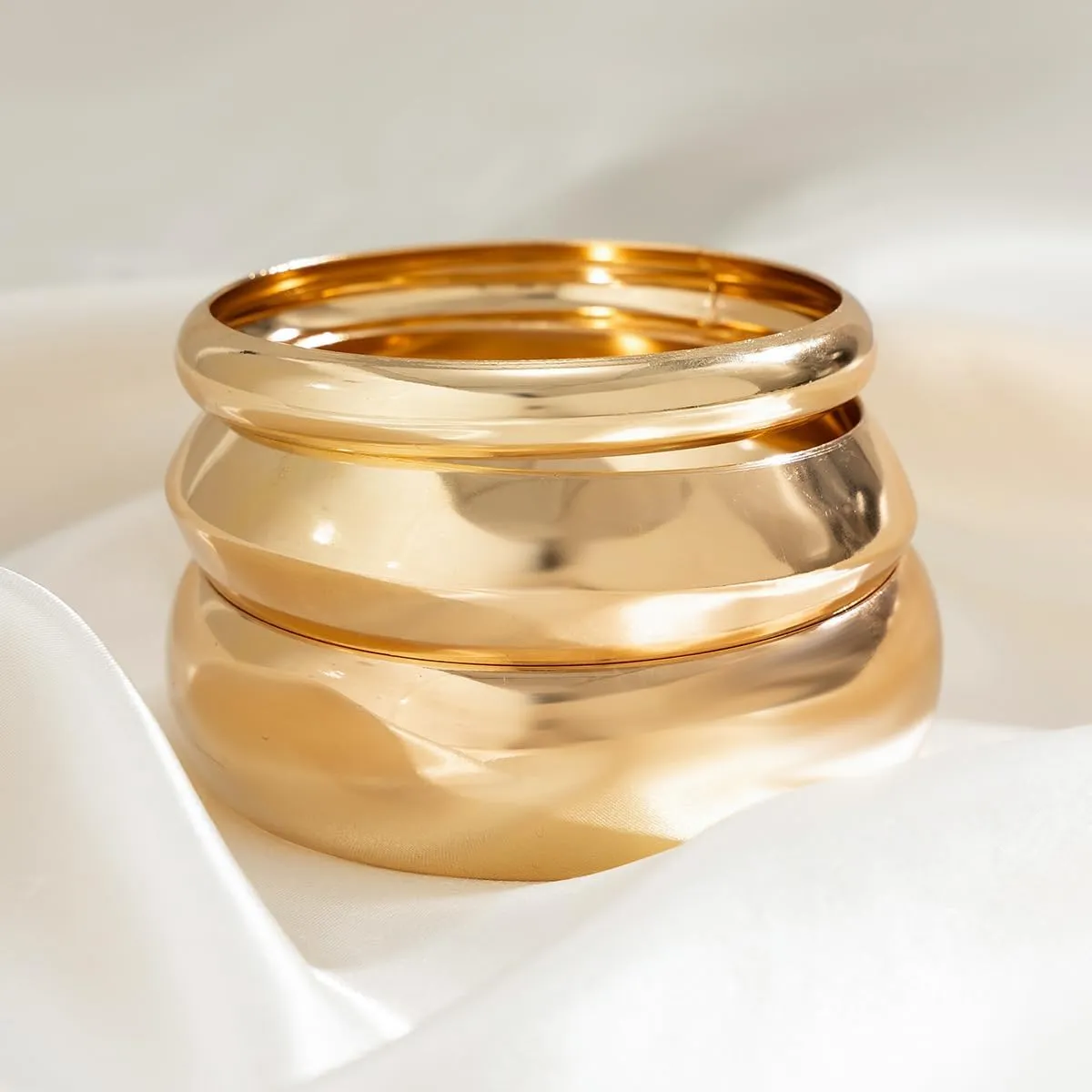 Trendy Wide Chunky Cuff Bangles Bracelet Chunky Gold Bangle Bracelets Gold Stackable Bracelets Jewelry for Women