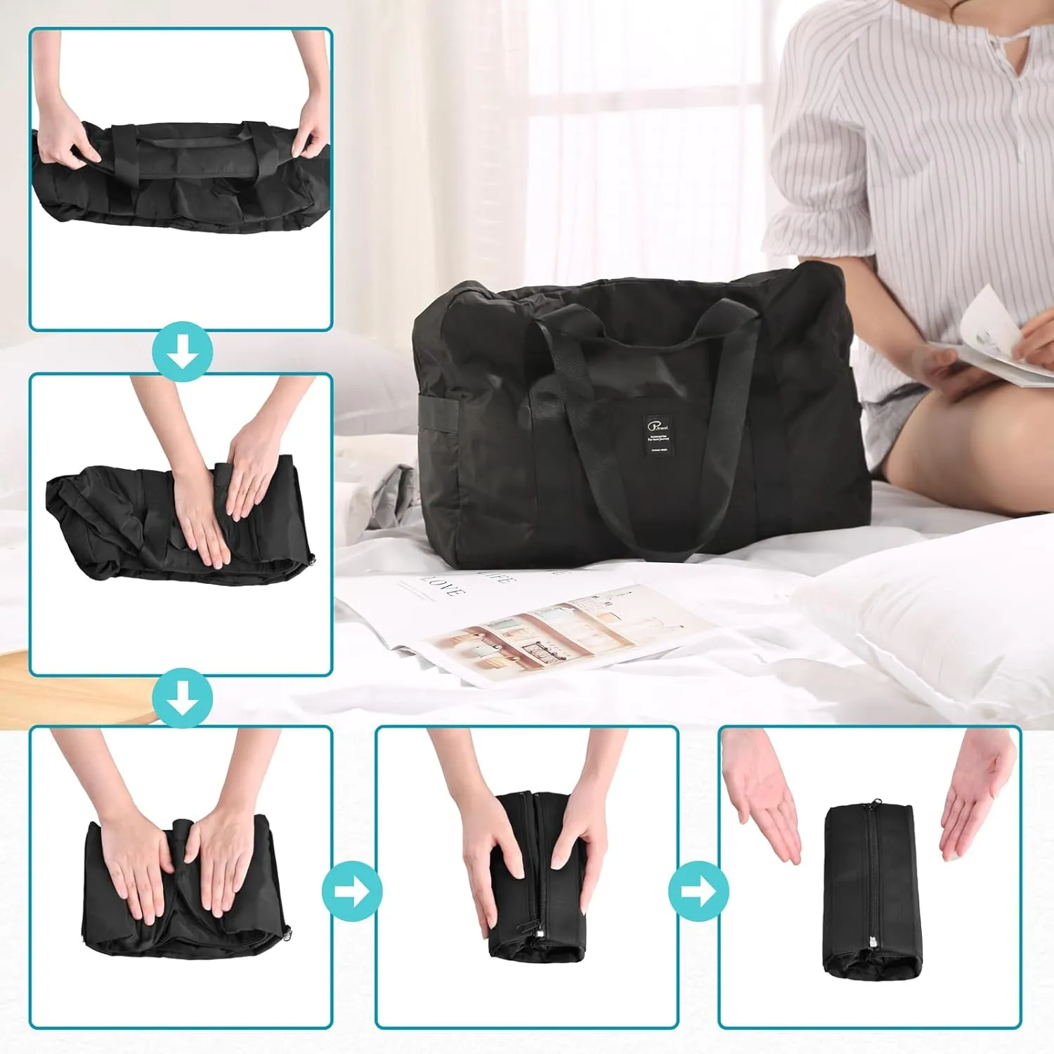 TRIWONDER Travel Duffel Bag Waterproof Weekender Carry On Tote Hospital Bag for Labor and Delivery Overnight Luggage Bag with Trolley Sleeve