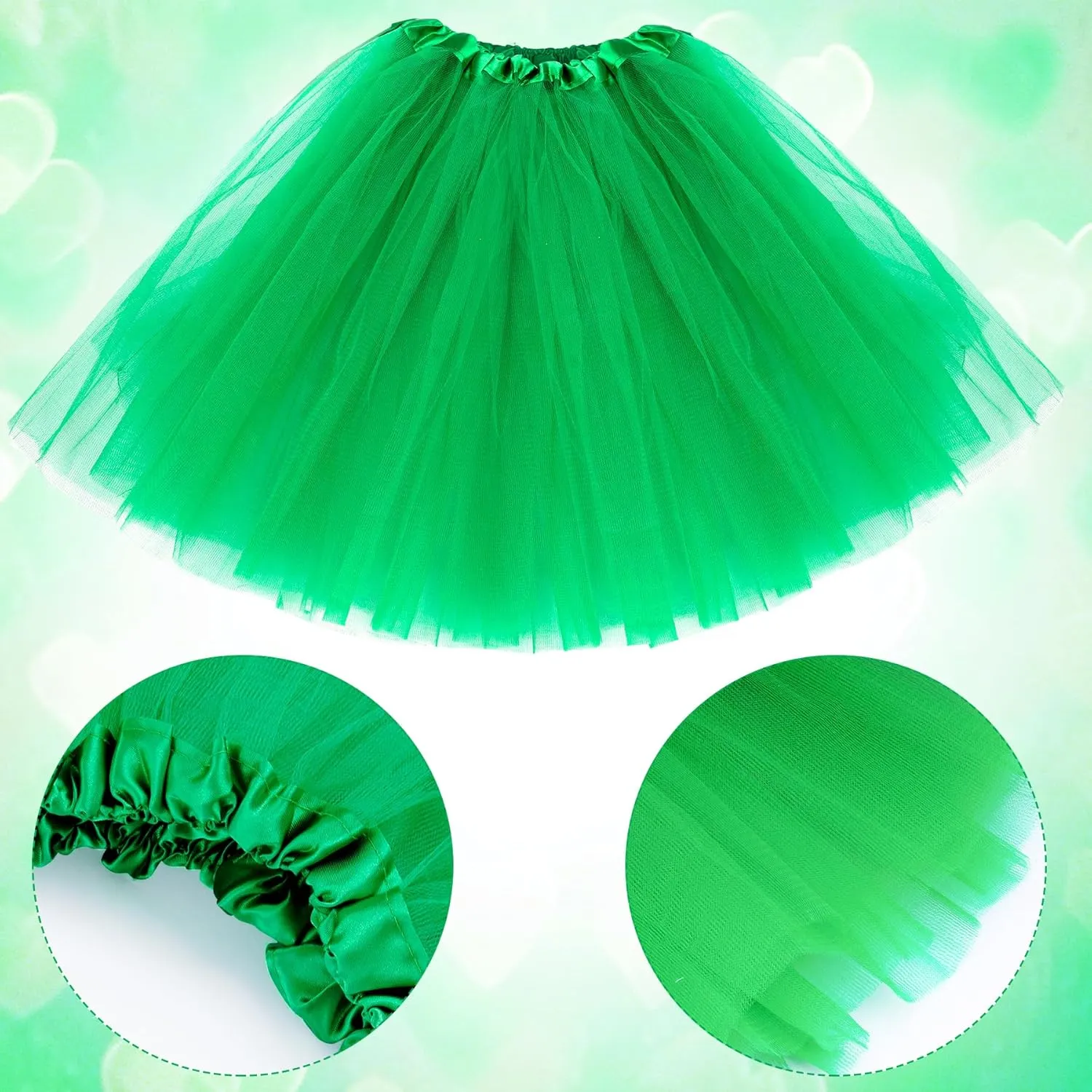 Tulle Tutu Skirt for Women Adults with Bow Headband, Beads Necklace, Heart Sunglasses, Colorful Party Favors
