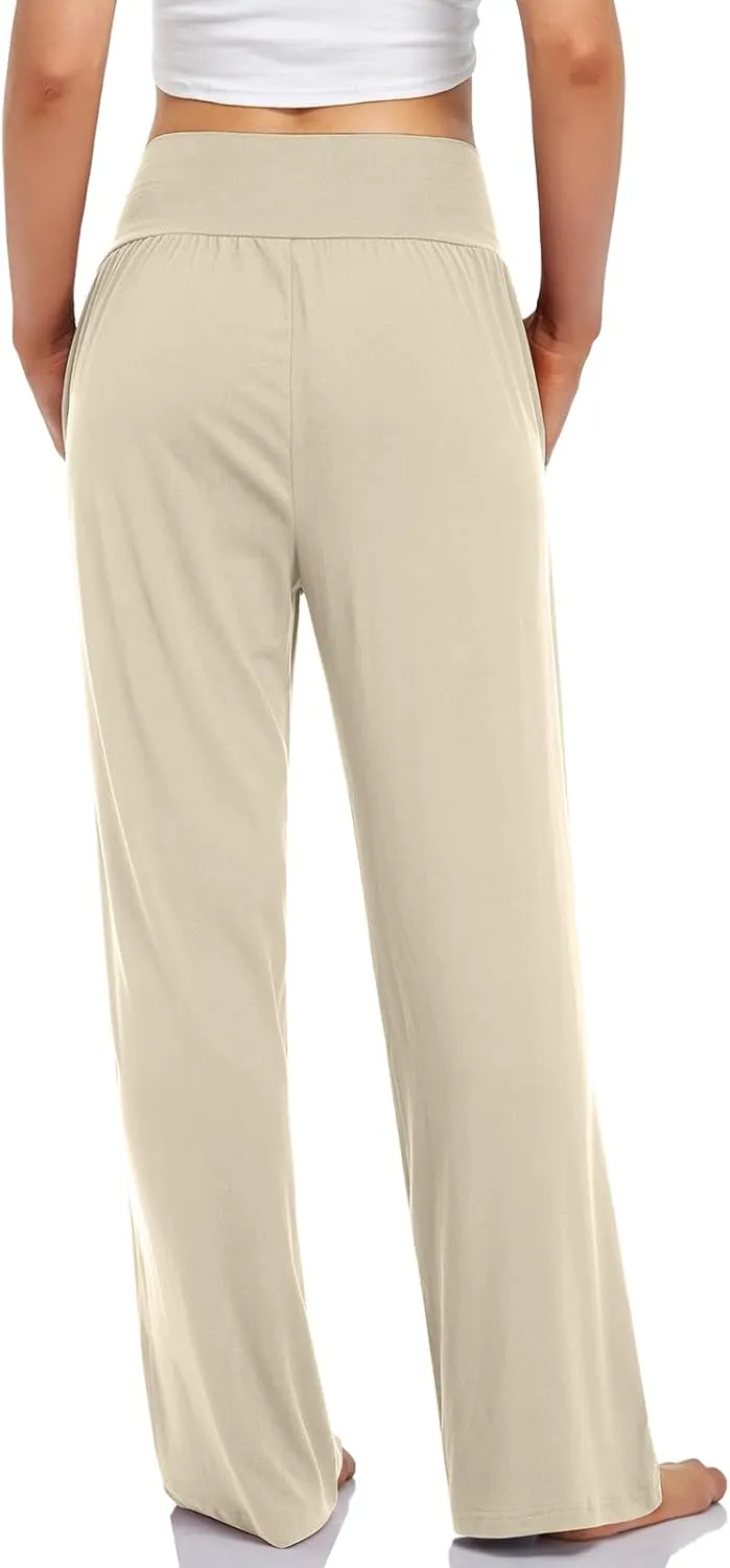 UEU Women's Casual Loose Wide Leg Cozy Pants Yoga Sweatpants Comfy High Waisted Sports Athletic Lounge Pants with Pockets
