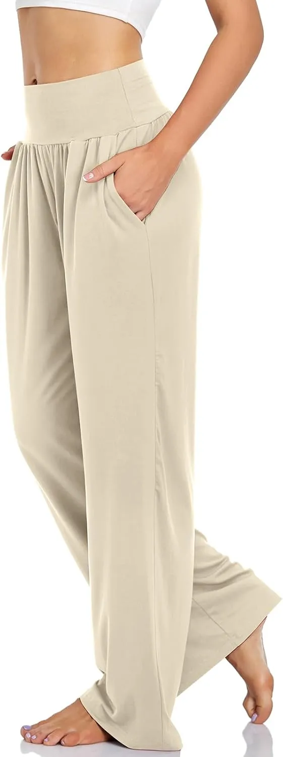 UEU Women's Casual Loose Wide Leg Cozy Pants Yoga Sweatpants Comfy High Waisted Sports Athletic Lounge Pants with Pockets