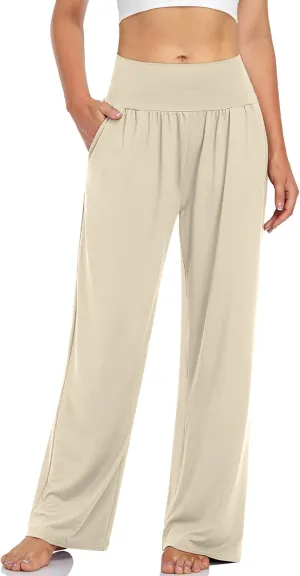UEU Women's Casual Loose Wide Leg Cozy Pants Yoga Sweatpants Comfy High Waisted Sports Athletic Lounge Pants with Pockets