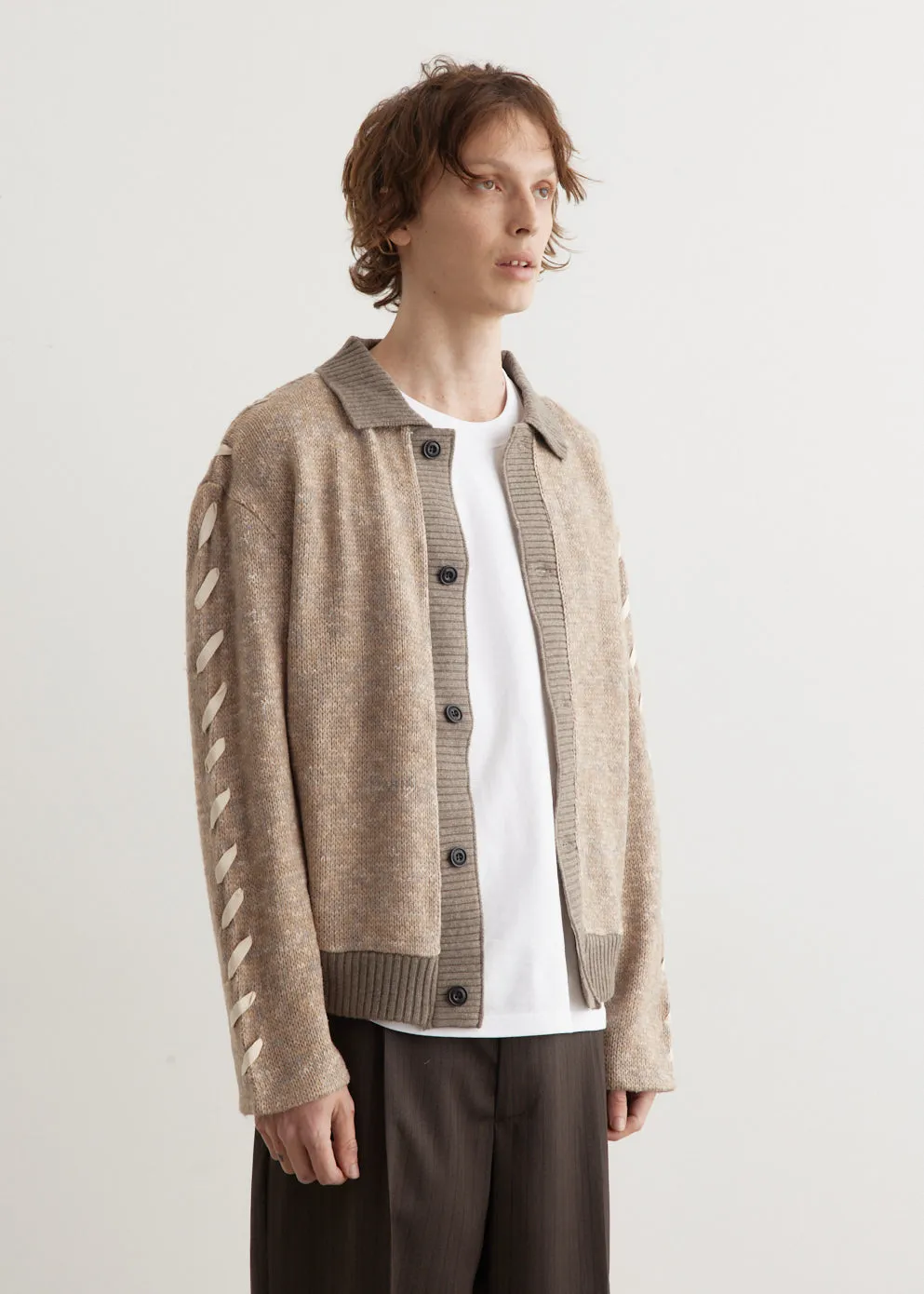 Unbleached Lace Up Cardigan