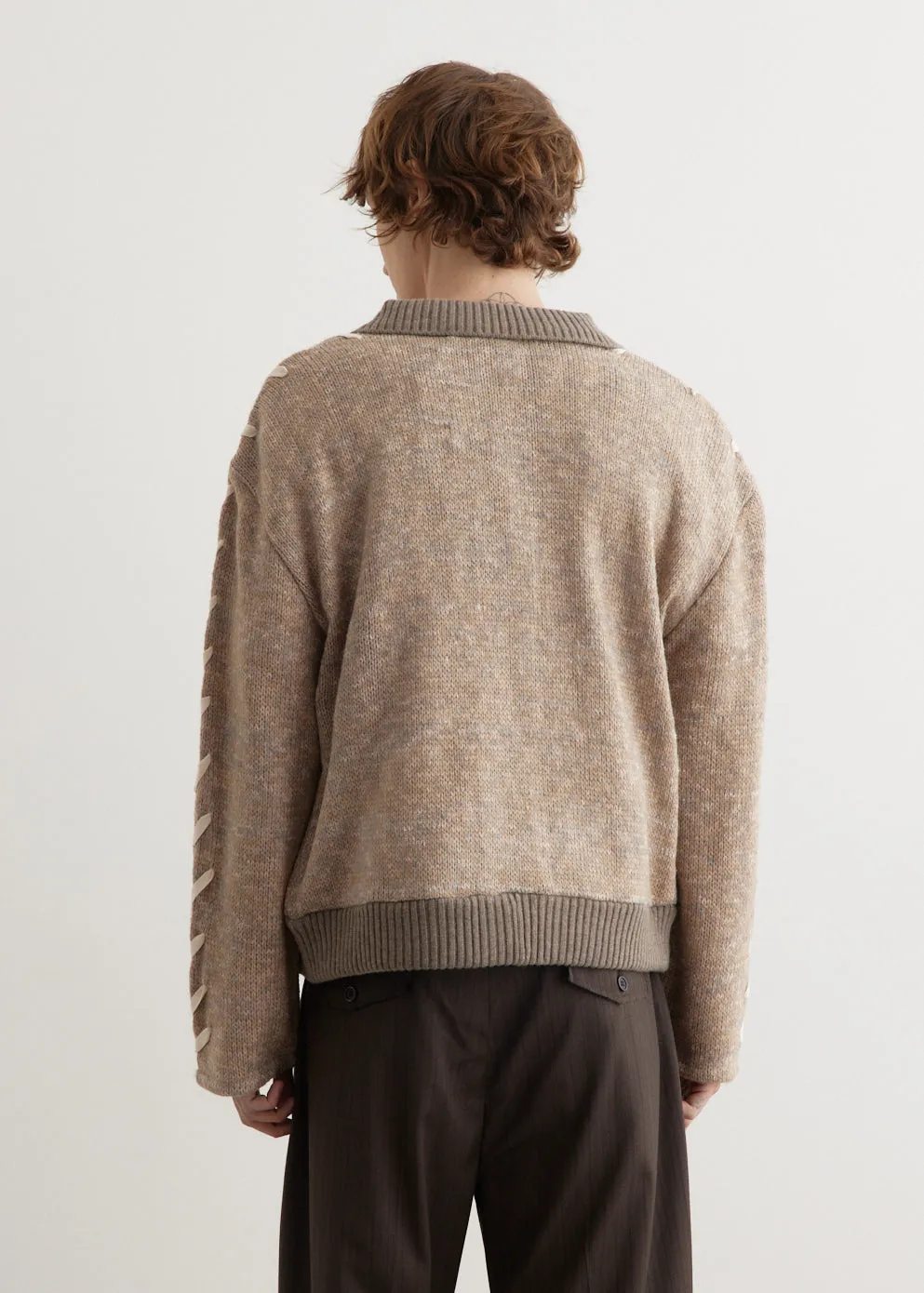 Unbleached Lace Up Cardigan