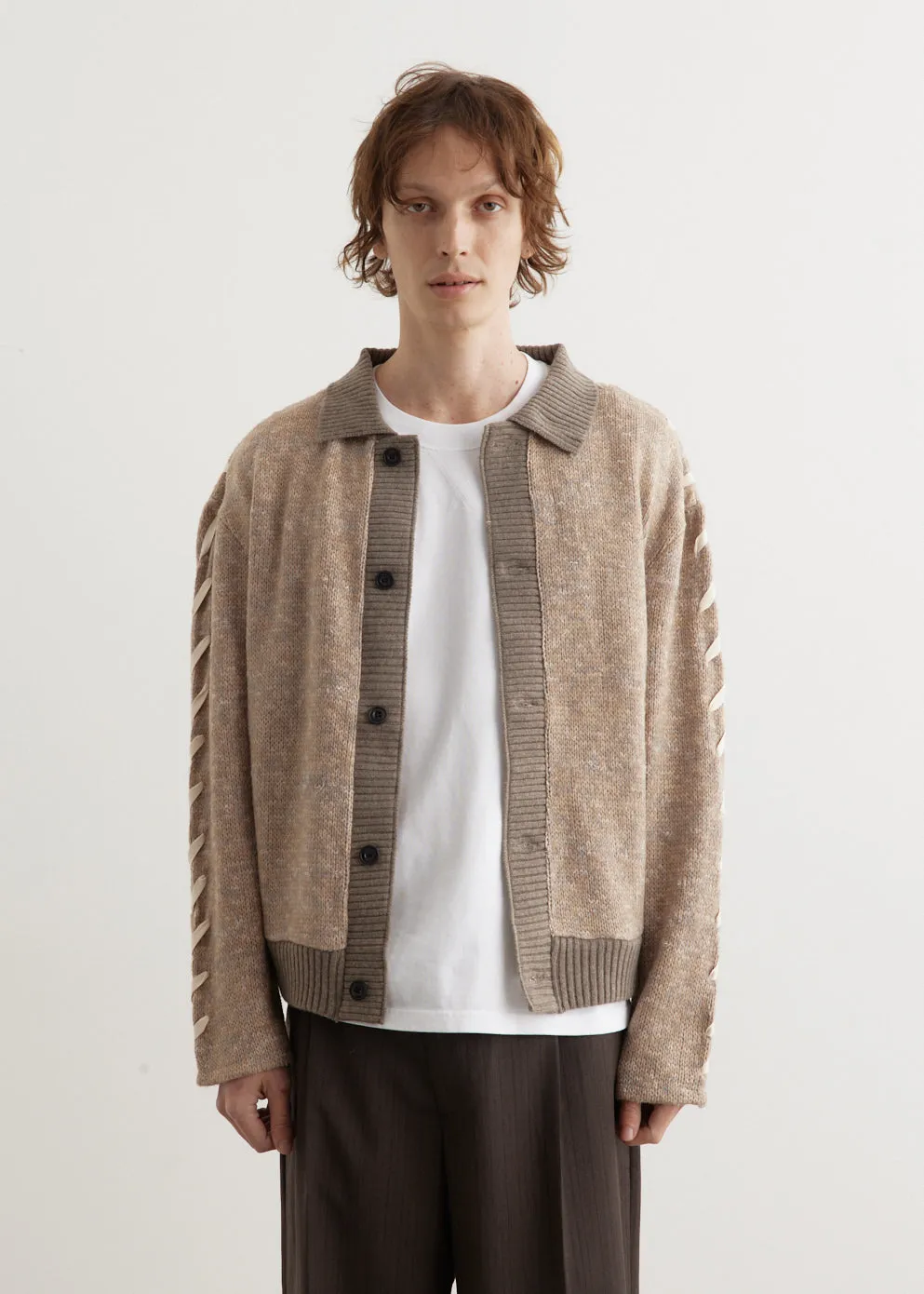 Unbleached Lace Up Cardigan