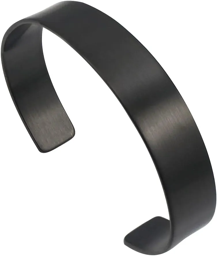 Unisex 316L Stainless Steel Polished Plain Open Cuff Bangle Bracelets Wristband for Men Women Girls