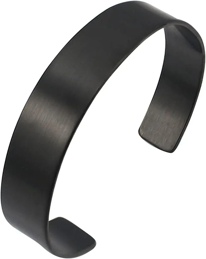 Unisex 316L Stainless Steel Polished Plain Open Cuff Bangle Bracelets Wristband for Men Women Girls