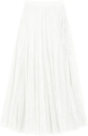 Urban CoCo Women's Tulle Skirt Elastic High Waist Layered Pleated Mesh Flowy A-line Midi Skirt