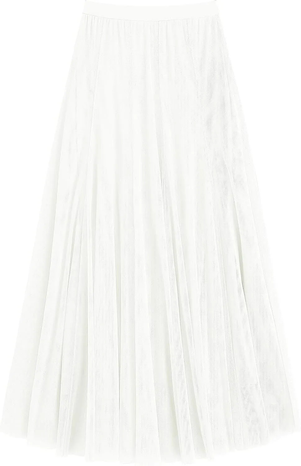 Urban CoCo Women's Tulle Skirt Elastic High Waist Layered Pleated Mesh Flowy A-line Midi Skirt