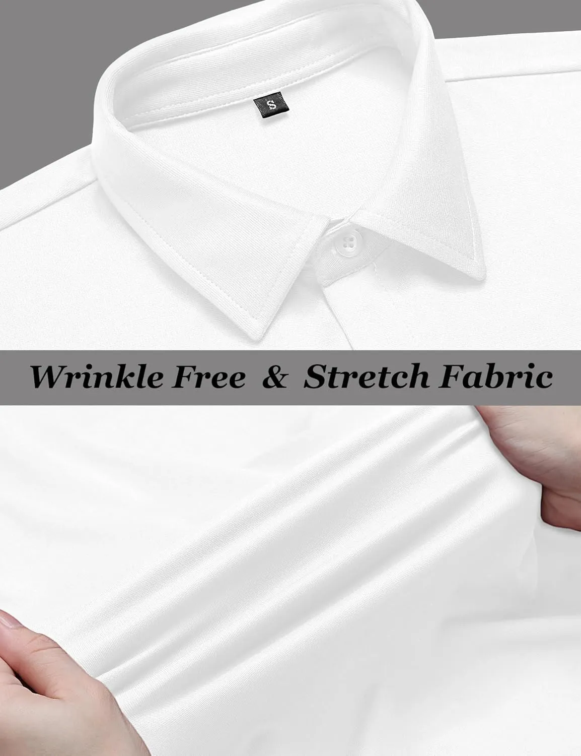 URRU Men's Muscle Dress Shirts Slim Fit Stretch Wrinkle Free Short Sleeve Casual Button Down Shirts