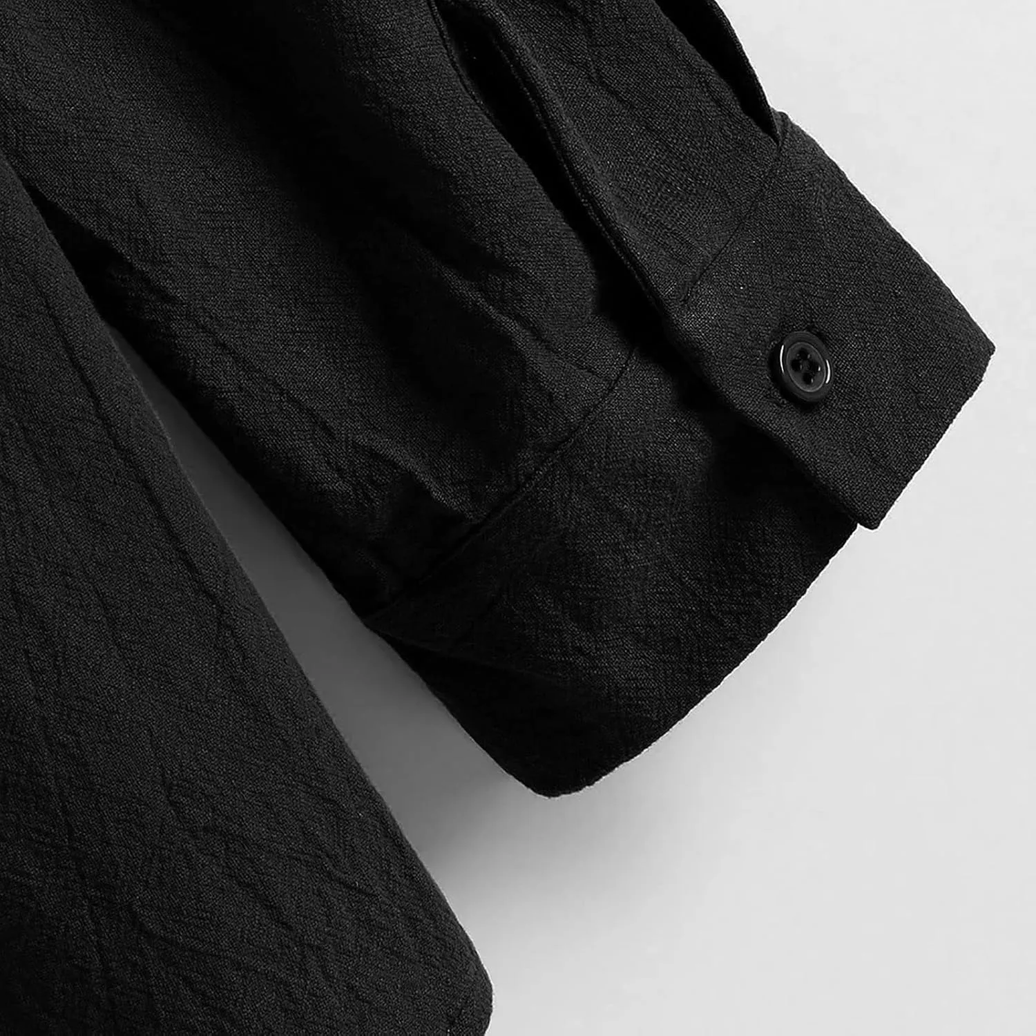 utcoco Men's Linen Long Sleeve Button Down Shirts Solid Casual Slim Fit T-Shirts
