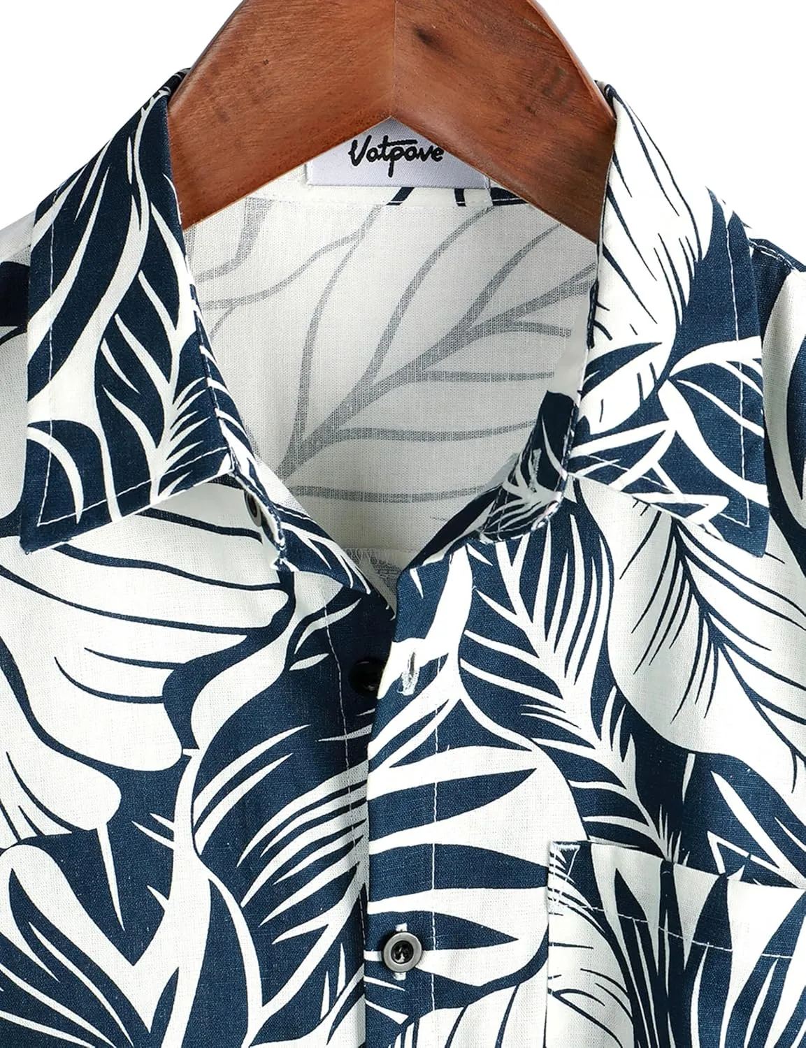 VATPAVE Mens Hawaiian Floral Shirts Cotton Linen Casual Button Down Short Sleeve Beach Shirts