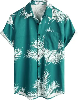 VATPAVE Mens Hawaiian Floral Shirts Cotton Linen Casual Button Down Short Sleeve Beach Shirts