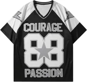 Verdusa Men's Jersey Shirts Oversized Graphic Tees Short Sleeve T Shirts Vintage Number Shirt Tops