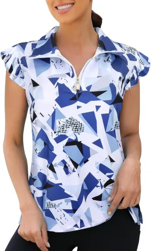 Viracy Ruffle Sleeve Womens Golf Shirt Lightweight Moisture Wicking Polo Wrokout Tops