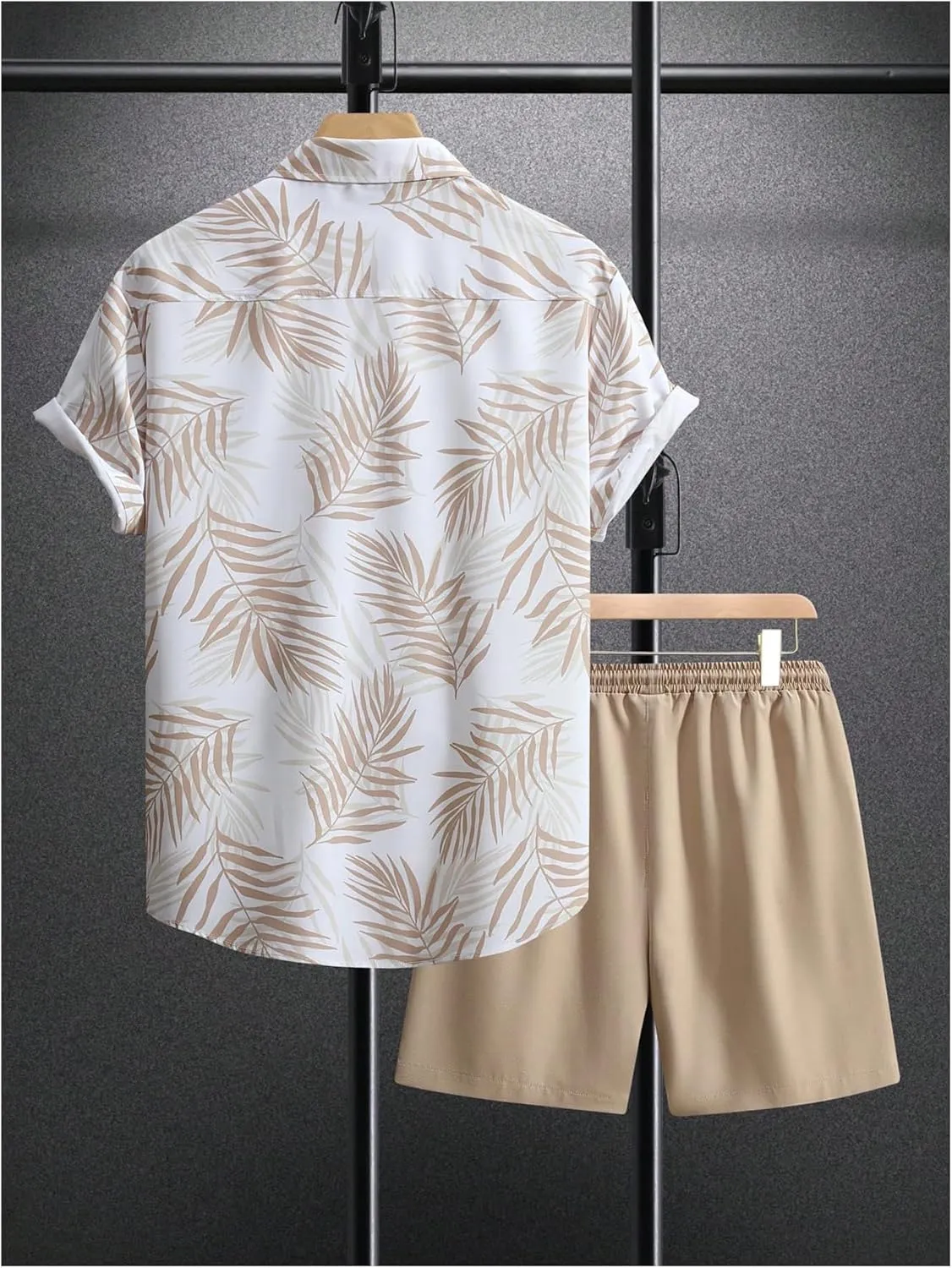 WDIRARA Men's Hawaiian Matching Set Summer Beach 2 Piece Outfits Tropical print Shirts and Shorts