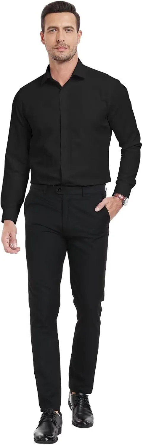 Wehilion Men's Dress Shirts Slim Fit,Dress Homecoming Shirts for Men Long Sleeve Stretch Business Men Dress Shirt