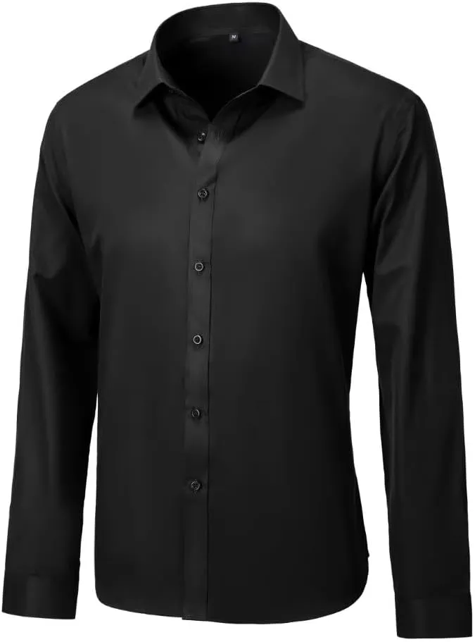 Wehilion Men's Dress Shirts Slim Fit,Dress Homecoming Shirts for Men Long Sleeve Stretch Business Men Dress Shirt
