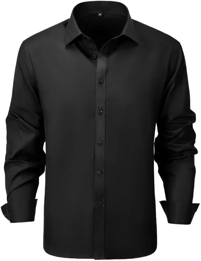 Wehilion Men's Dress Shirts Slim Fit,Dress Homecoming Shirts for Men Long Sleeve Stretch Business Men Dress Shirt