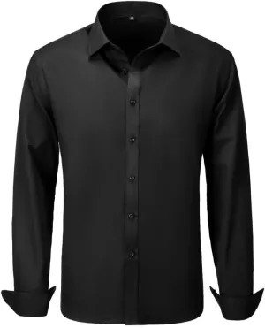 Wehilion Men's Dress Shirts Slim Fit,Dress Homecoming Shirts for Men Long Sleeve Stretch Business Men Dress Shirt