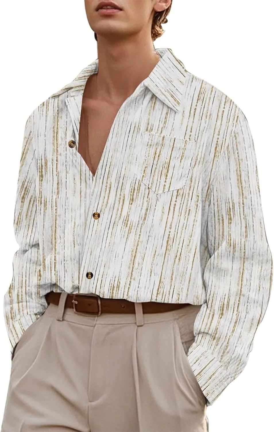 Western Shirts for Men Long Sleeve Slim Fit Button Down Casual Floral Printed Work Beach Hawaiian Shirt Party Prom