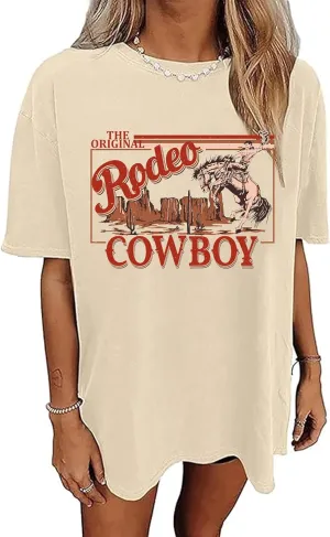 Western Shirts for Women Vintage Rodeo Shirts Wild West Cowboy T Shirt Oversized Country Music Short Sleeve Tops