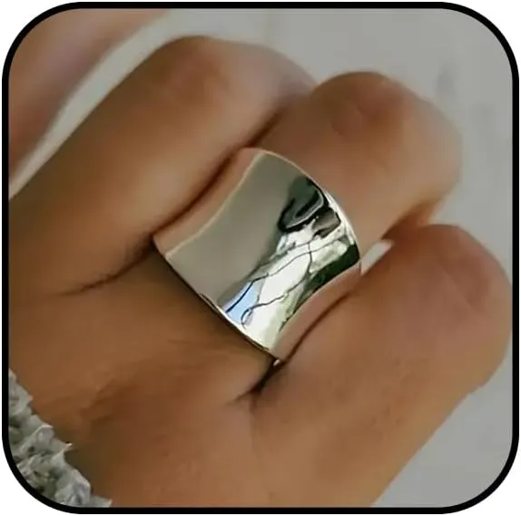 Wide Band Rings for Women Men Gold Chunky Rings Silver Gold Band Rings For Women Polish Large Thumb Index Full Finger Rings Size 7-9
