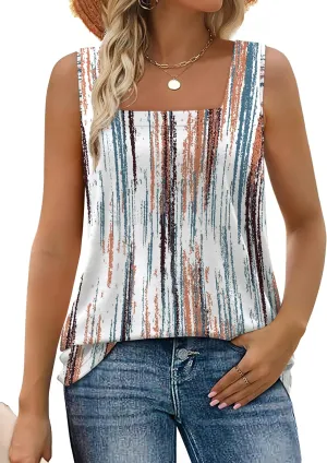WIHOLL Tank Tops for Women Summer Outfits 2025 Square Neck Casual Shirts Blouses