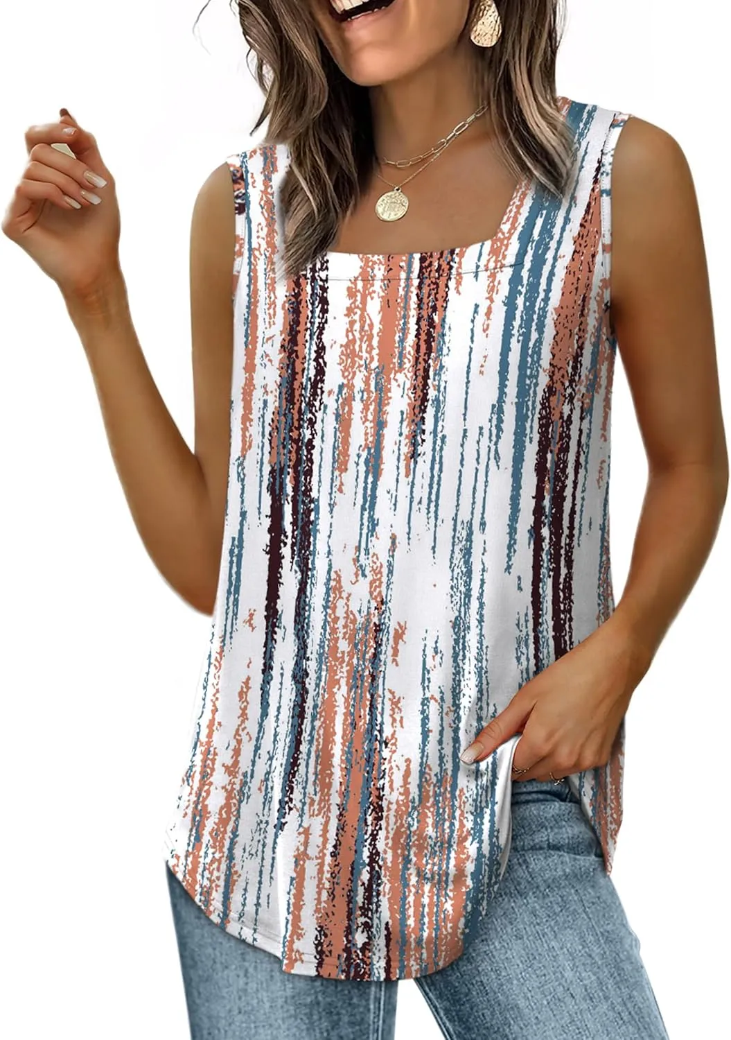 WIHOLL Tank Tops for Women Summer Outfits 2025 Square Neck Casual Shirts Blouses