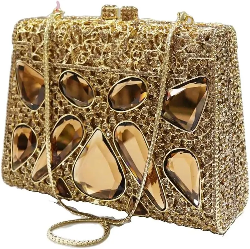 Women Luxury Rhinestone Crystal Evening Bag Trendy Bridal Clutch Purse Glitter Tote Handbag for Wedding Prom Party