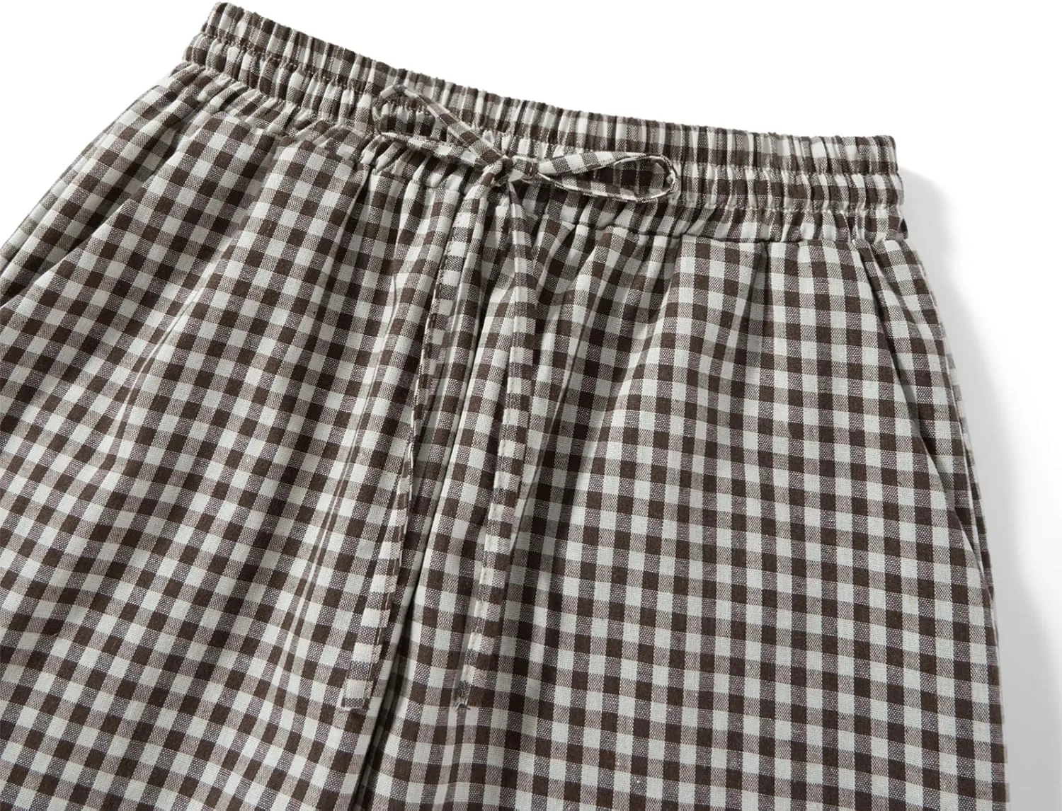 Women Plaid Striped Pants Elastic Waist Wide Leg Gingham Plaid Print Pajama Pants Casual Lounge Trousers