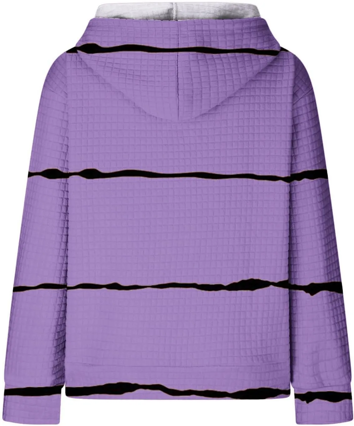 Women Striped Oversized Hoodies Long Sleeve Color Block Sweatshirt Drawstring Pullover Waffle Knit Tops Fall Outfits