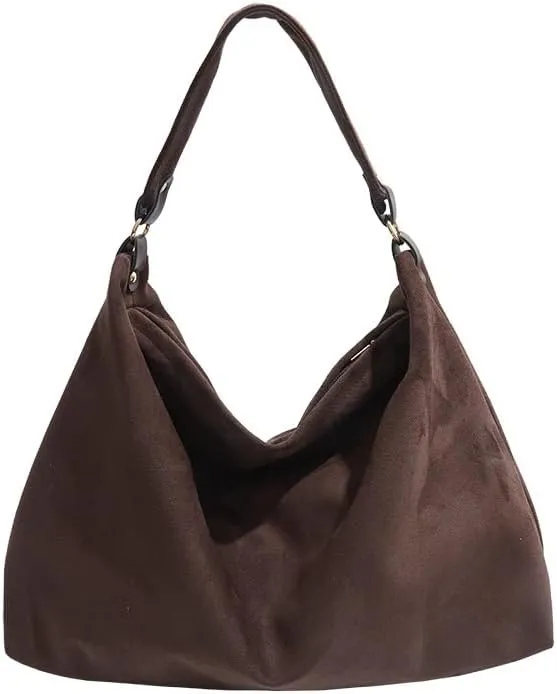 Women Trendy Suede Tote Bag Slouchy Large Capacity Hobo Bag Casual Shoulder Bag Vintage Satchel Purse Handbag Work bag