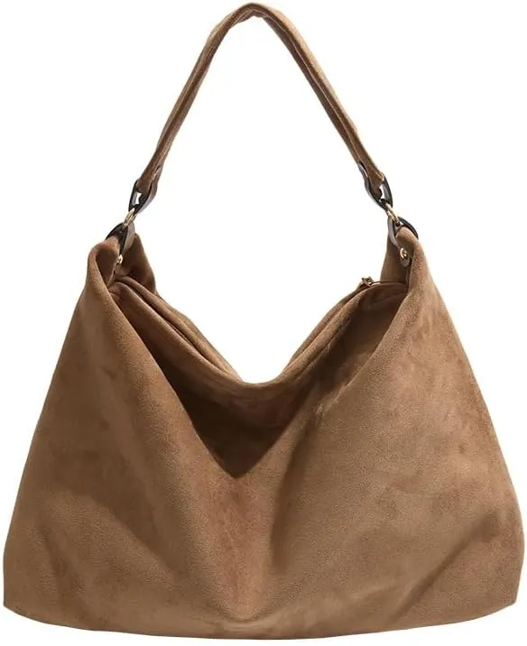 Women Trendy Suede Tote Bag Slouchy Large Capacity Hobo Bag Casual Shoulder Bag Vintage Satchel Purse Handbag Work bag