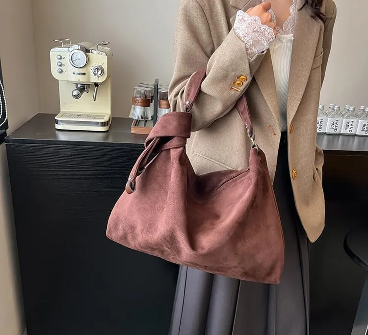 Women Trendy Suede Tote Bag Slouchy Large Capacity Hobo Bag Casual Shoulder Bag Vintage Satchel Purse Handbag Work bag