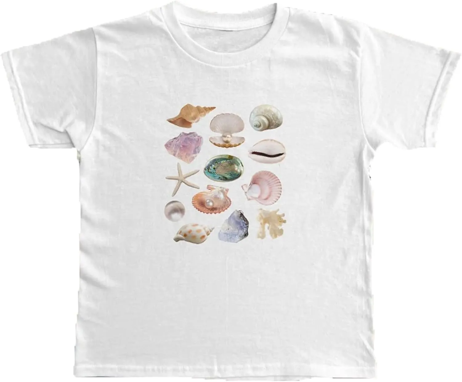 Women Y2K Aesthetic Graphic Baby Tees Short Sleeve Crewneck Fitted Crop Tops Teen Girl Summer Vintage White T Shirt