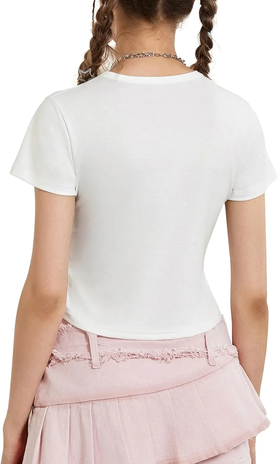 Women Y2K Aesthetic Graphic Baby Tees Short Sleeve Crewneck Fitted Crop Tops Teen Girl Summer Vintage White T Shirt
