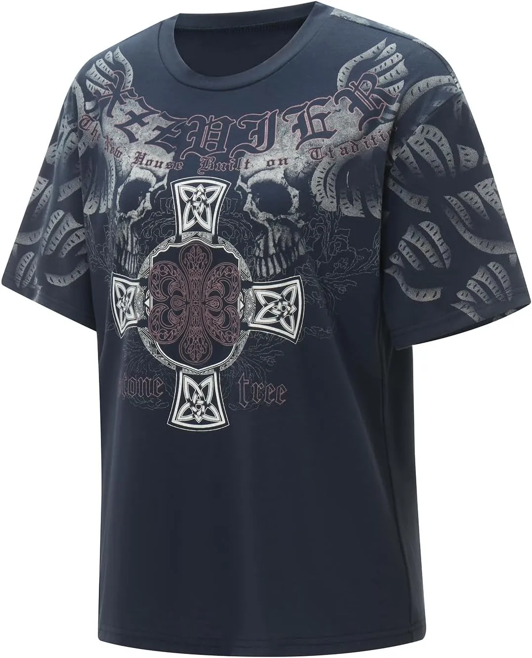 Women Y2K Fairy Grunge Clothes Short Sleeve Aesthetic Graphic Crop Tops 2000s E Girls Vintage Baggy Emo Tee Shirts