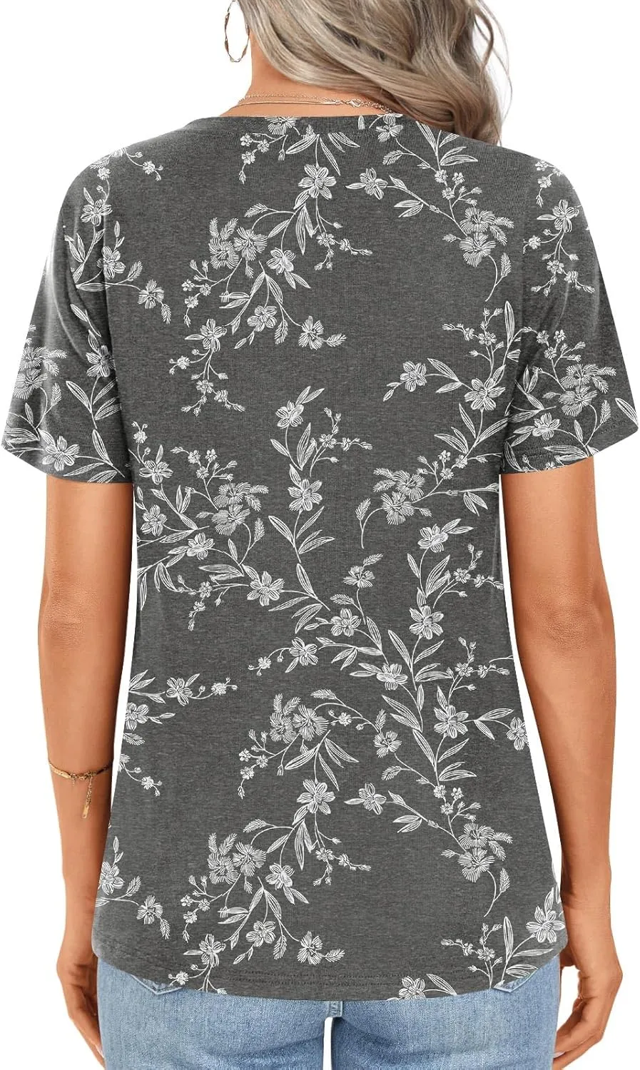 Womens 2025 Tunic Summer Casual Tops Short Sleeve Blouses Crewneck Fashion Tshirts M-3XL