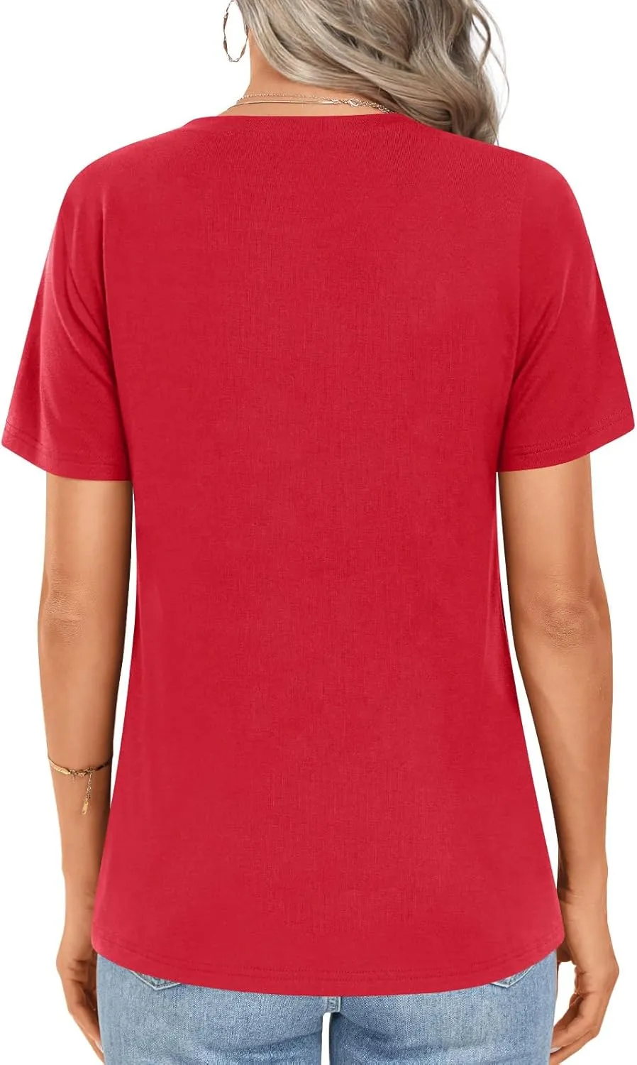Womens 2025 Tunic Summer Casual Tops Short Sleeve Blouses Crewneck Fashion Tshirts M-3XL