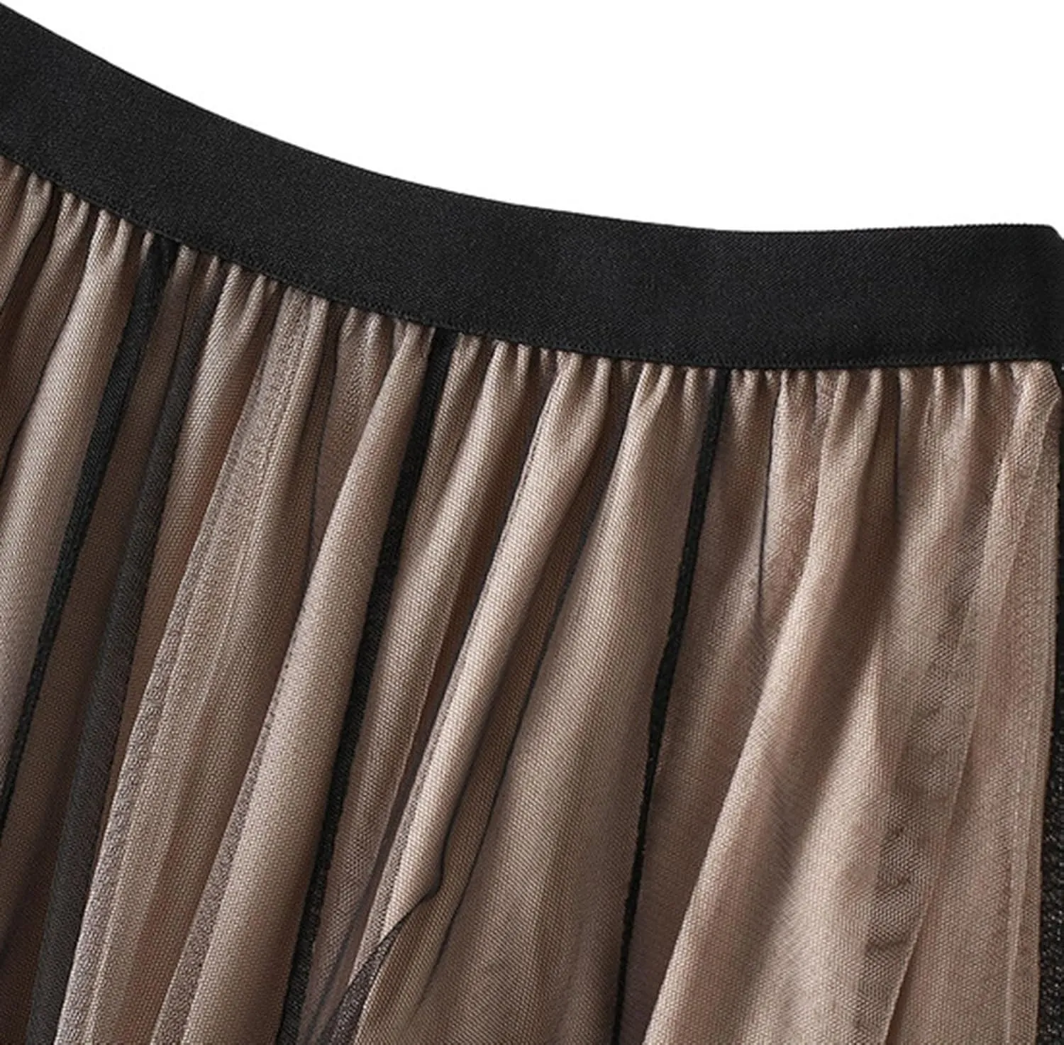 Women's A-Line Bow Elastic Waist Midi Skirt Fairy Flowy Tulle Pleated Tiered Party Long Skirts