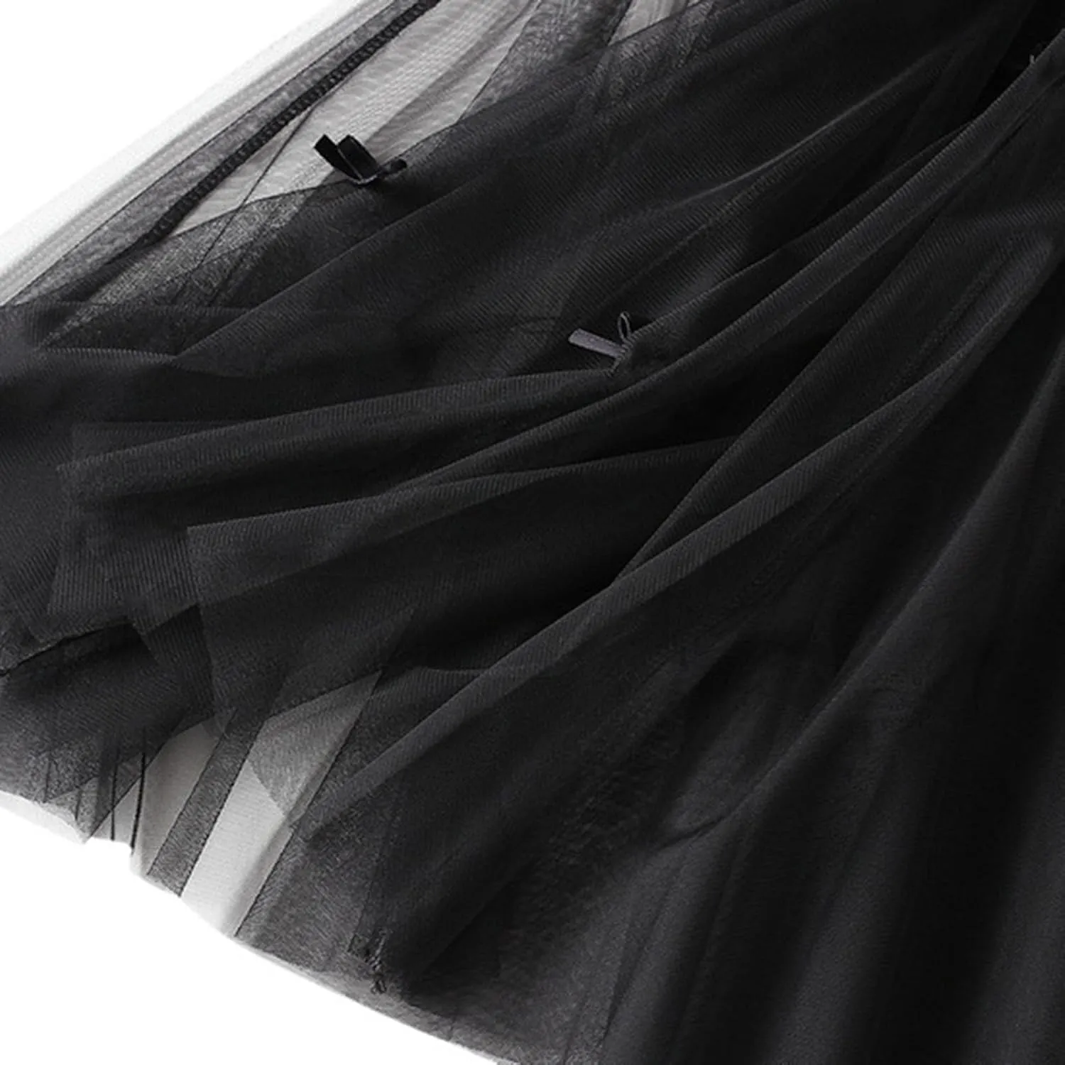 Women's A-Line Bow Elastic Waist Midi Skirt Fairy Flowy Tulle Pleated Tiered Party Long Skirts