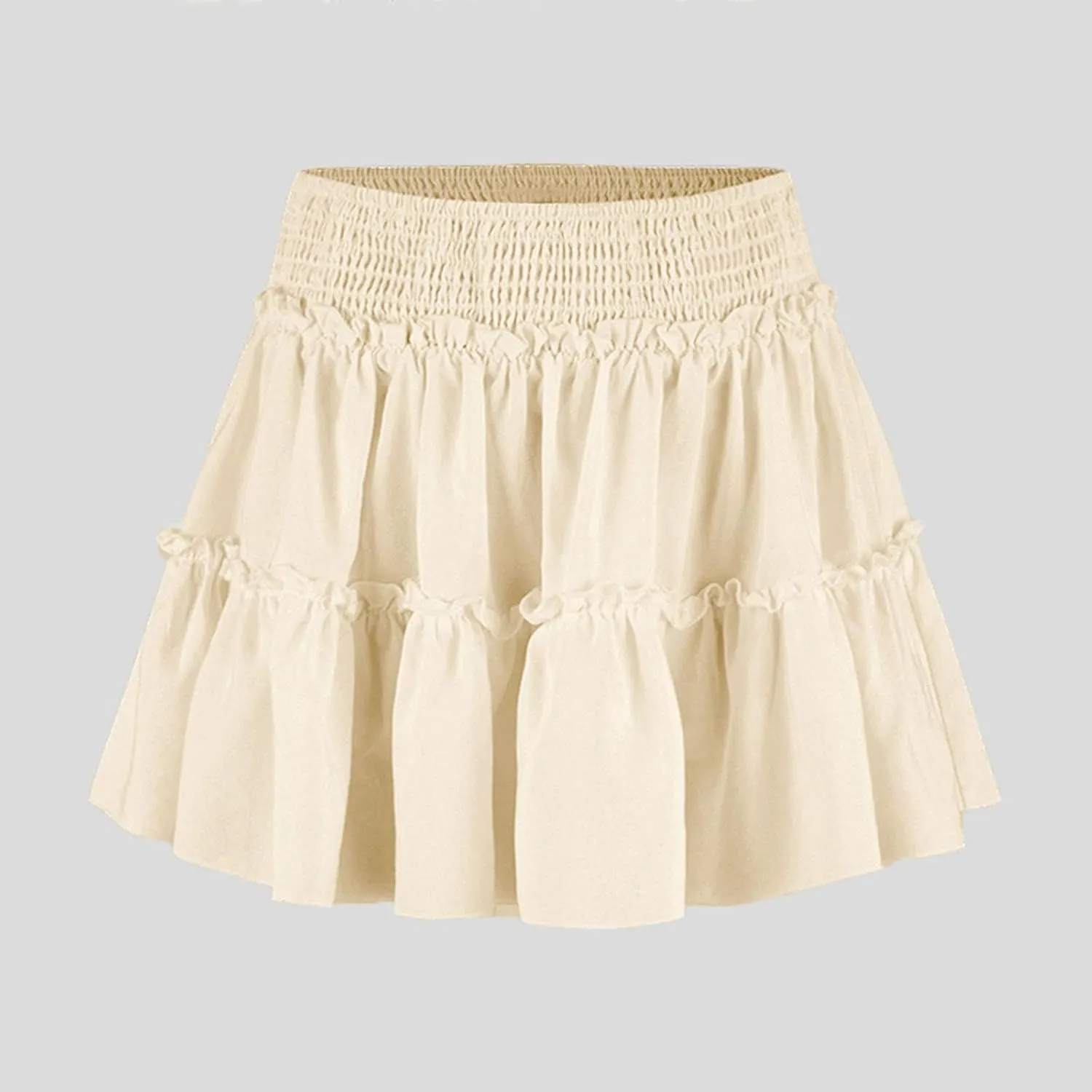 Womens Boho Mini Skirt 2025 Summer Beach Skirts High Waisted Ruffled Tiered A Line Flowy Skirts Built-in Shorts