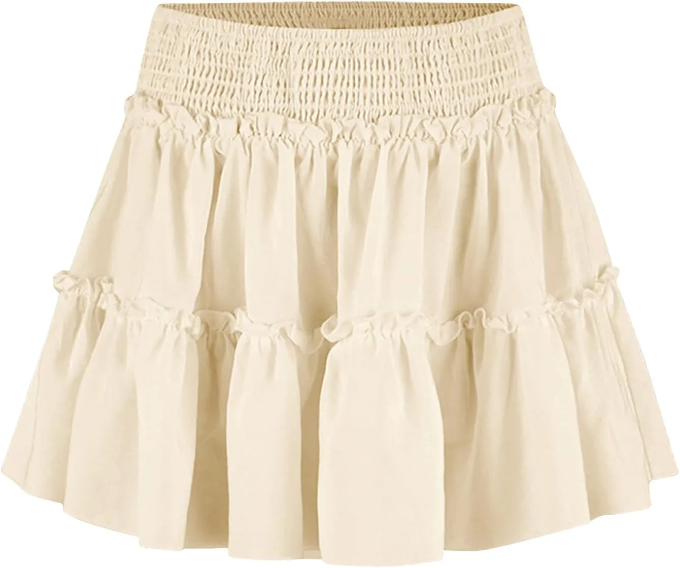 Womens Boho Mini Skirt 2025 Summer Beach Skirts High Waisted Ruffled Tiered A Line Flowy Skirts Built-in Shorts