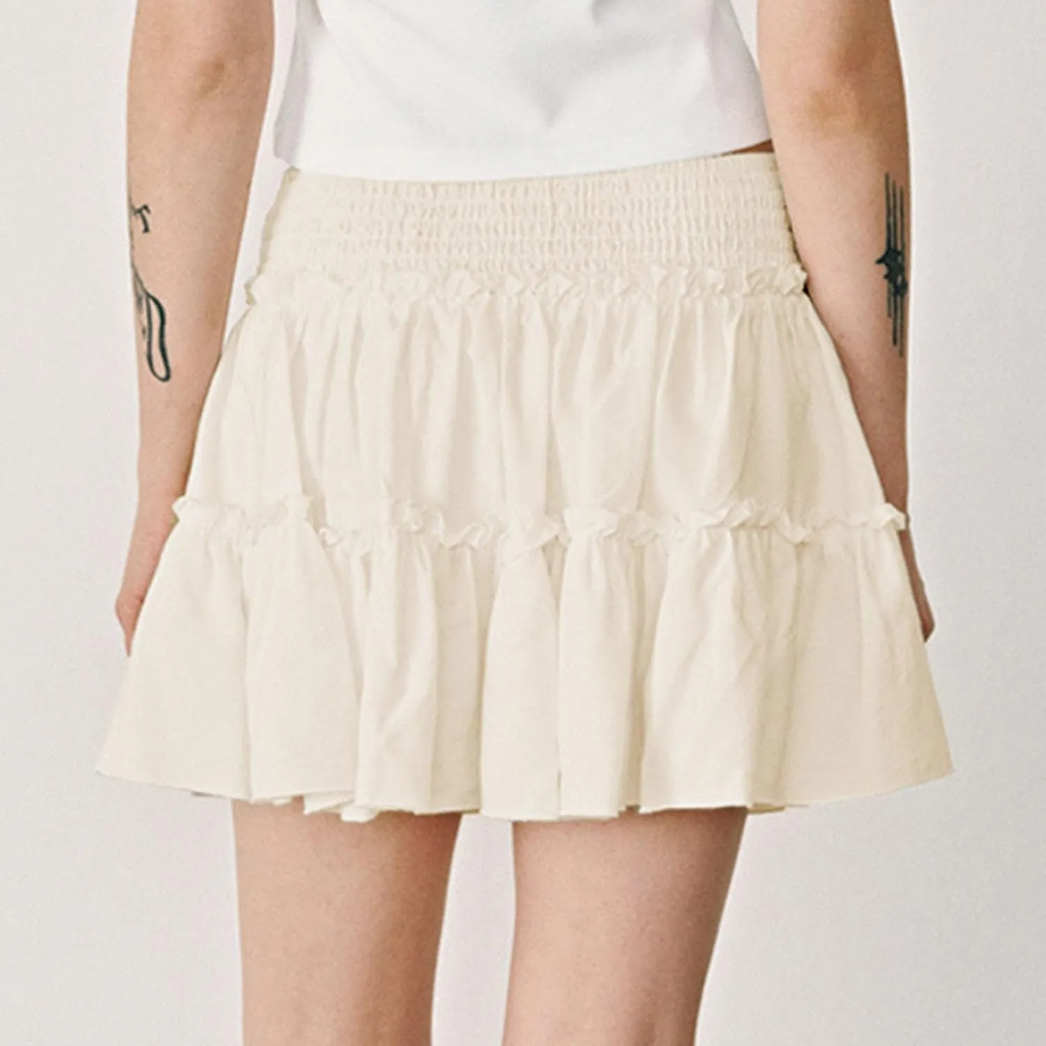 Womens Boho Mini Skirt 2025 Summer Beach Skirts High Waisted Ruffled Tiered A Line Flowy Skirts Built-in Shorts