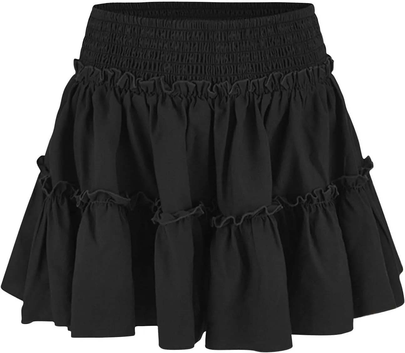 Womens Boho Mini Skirt 2025 Summer Beach Skirts High Waisted Ruffled Tiered A Line Flowy Skirts Built-in Shorts