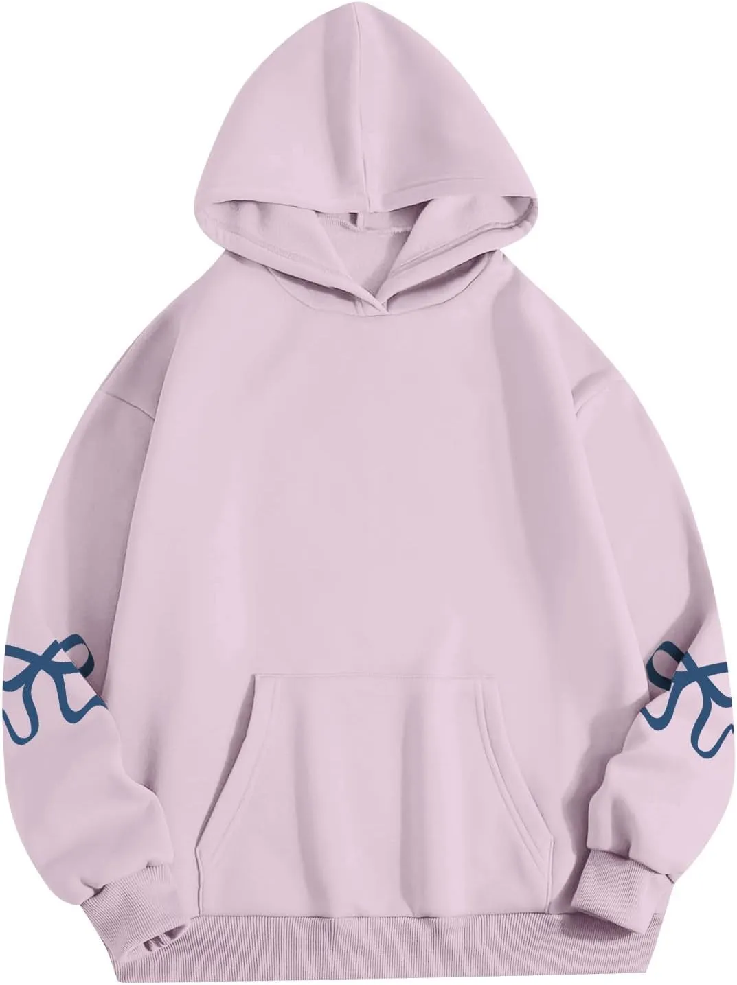 Women's Bow Print Hoodies 2025 Spring Trendy Long Sleeve Sweatshirts Cute Preppy Clothes Casual Graphic Pullover Tops