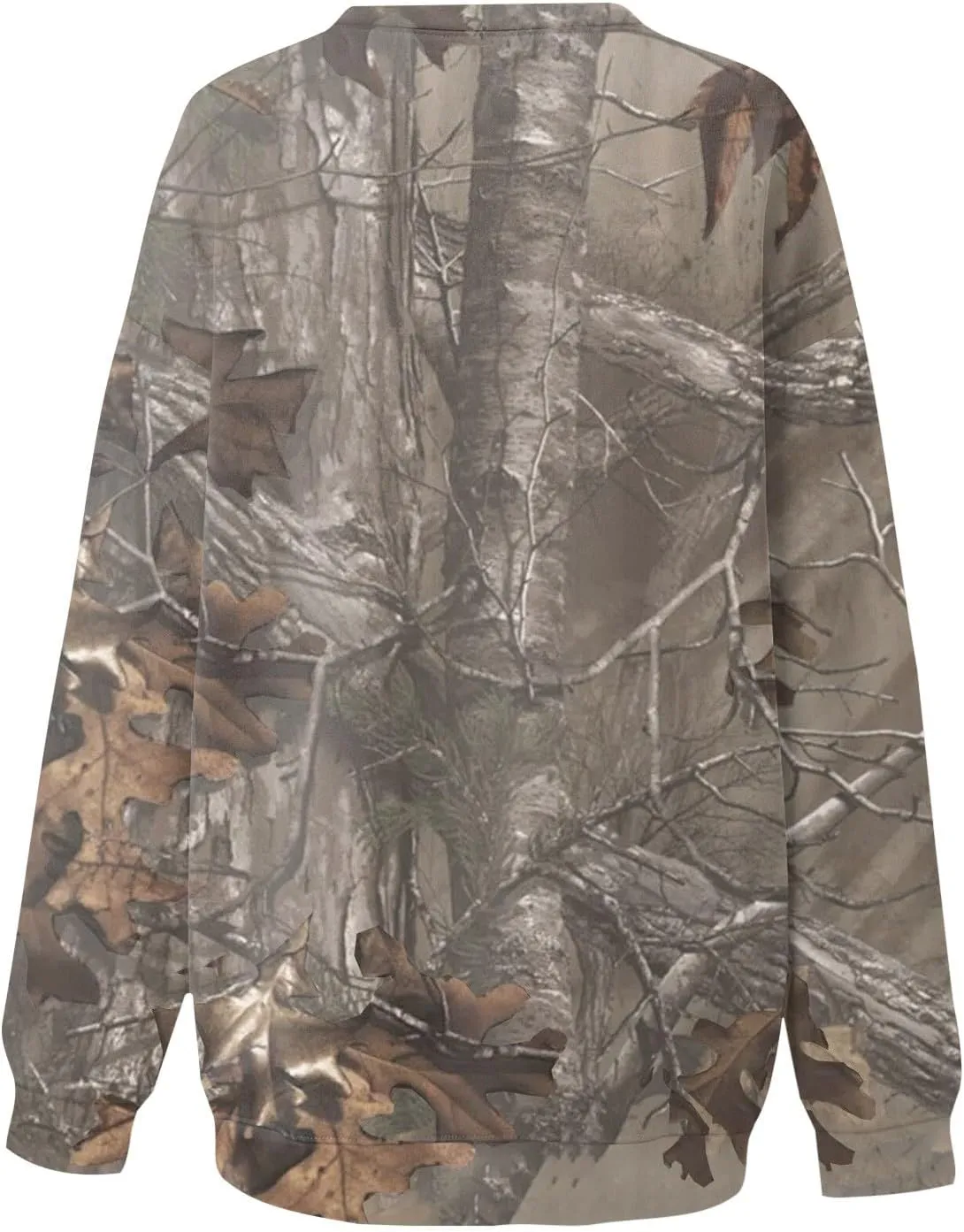 Women's Camo Sweatshirt Maple-Leaf Print Oversized Sweatshirt Fleece Crewneck Shirts Casual Fall Pullover Tops
