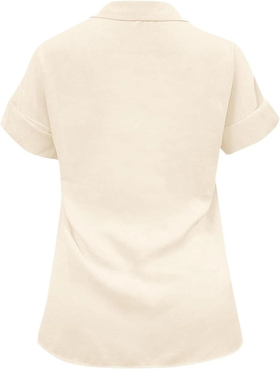 Womens Casual Blouse Button Fly Lapel Collar Short Sleeve Linen Beach Tunics Summer Loose Side Slit Tops with Pockets